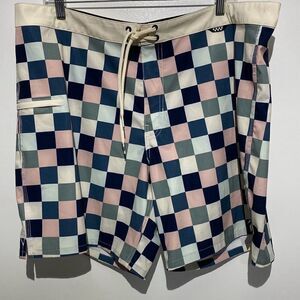 Vans Men's Multicolor Drawstring Check Swim Board Shorts Size 40